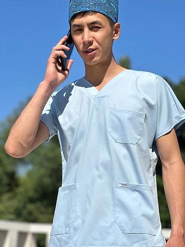 Медтовары: Медицинский костюм (scrubs) унисекс - Комплект: топ с V-образным — 10