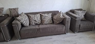 стулья для гостиной: Комплект мягкой мебели, Б/у, Самовывоз, цвет - Коричневый — 3