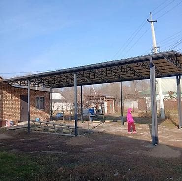 металлические ферма: Навес, Арочный, Металл, Поликарбонат, Установка — 7