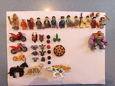 металлический ящик с крышкой: LEGO: 13 фигурок с аксессуарами +1 большая фигурка 3 транспорта 3 — 1