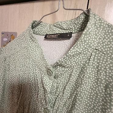 платья в горошек: Повседневное платье, Лето, Короткая модель, Вискоза, Платье-рубашка, S — 3