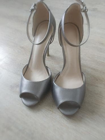 pull and beer: Туфли серебристые с открытым мыском, высота каблука 10см размер 37 — 3