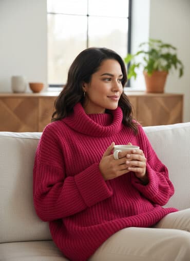 кышкы кийимдер: Объёмные свитера с высоким воротником - Модели: два варианта — — 1