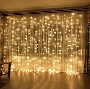 Лампочкалар: Гирлянда занавес 3×3 м, LED, холодный белый свет. Особенности: - lalafo.kg да — 3 Лампочкалар: Гирлянда занавес 3×3 м, LED, холодный белый свет. Особенности: - — 3