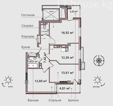 2 8: 3 комнаты, 76 м², Элитка, 2 этаж, Готовая ПСО (под самоотделку) — 2