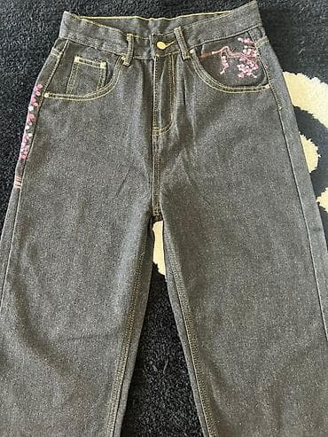 mind error jeans: Джинсы, Прямые, С вышивкой, S — 2