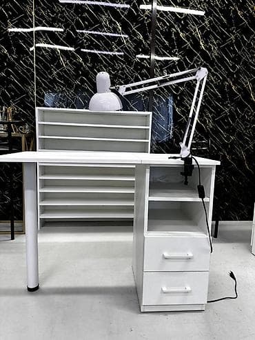 полки для маникюра: 2 Стола для маникюра - Цвет: белый, лаконичный дизайн. - Столешница — 3