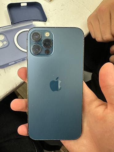 IPhone 12 Pro, Б/у, 128 ГБ, Pacific Blue, Зарядное устройство, Чехол, 63 %