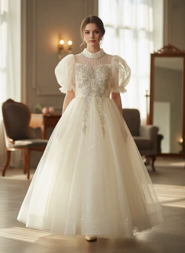 кыргызские национальные платья для девочек: Детское платье, цвет - Белый — 1