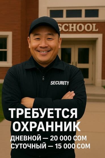 уборщица ночная смена: Вакансия: охранник до 60 лет Объект: школа (на фото — вход с вывеской — 1