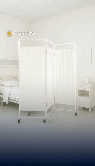 Медицинская ширма на колесах - Конструкция: три секции на шарнирных at lalafo.kg Медицинская ширма на колесах - Конструкция: три секции на шарнирных