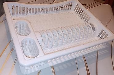 посуда для воды: Подставка-сушилка для посуды, пластиковая, белая. - Двухъярусная — 1