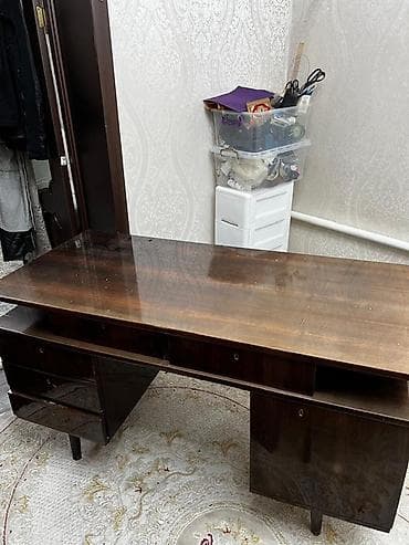 Детская мебель: Офисный стол, Нерегулируемый, цвет - Коричневый, Прямоугольный, Дерево — 2