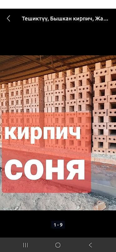 Пустотелый, дырчатый, Жженый кирпич, Одинарный, 250×120×65 at lalafo.kg Пустотелый, дырчатый, Жженый кирпич, Одинарный, 250×120×65