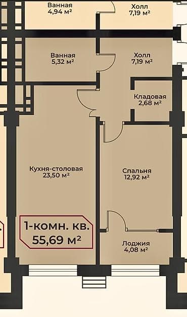 discovery studio: 1 комната, 55 м², Восток-5 мкр Элитка, 16 этаж, ПСО (под самоотделку) — 4