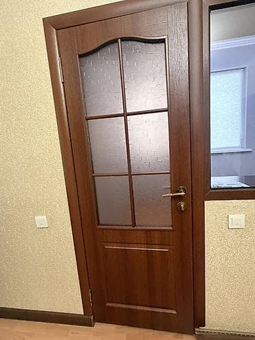 спални бу: Межкомнатная дверь, Б/у, Со стеклом, Двухстворчатая, Деревянная, Распашная, Арочная, цвет - Коричневый — 5