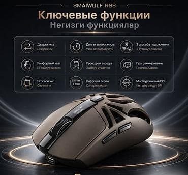 e96a hoco: 🖱️ Игровая Беспроводная Мышь Smailwolf RS8 — 10000 DPI, Bluetooth 5.1 — 6