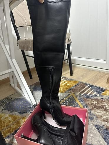 Женские ботфорты-чулки, черные - Модель: высокие ботфорты до