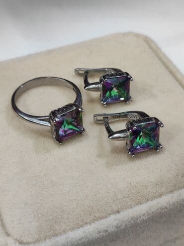 набор пандора: Серебряный Комплект с камнями Мистик Серебро 925 пробы Размеры — 4