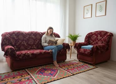 наборы для пикника: Гарнитур для зала, Б/у, Диван, Ткань, текстиль, Самовывоз — 2