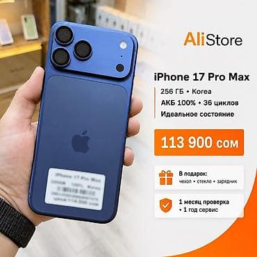 tab s2: IPhone 17 Pro Max, Б/у, 256 ГБ, Синий, Чехол, В рассрочку, 100 % — 1
