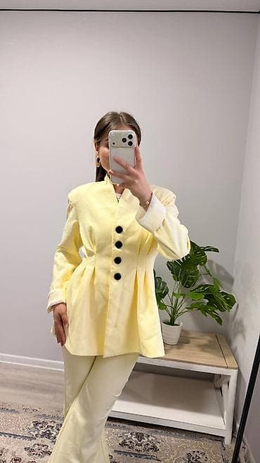 Женские пиджаки Лимонная двойка пиджак и штаны Пиджак шоколадный с — 2