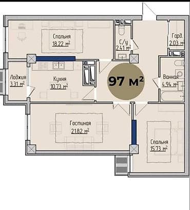 кольцевая 4: Строится, Элитка, 3 комнаты, 97 м² — 4