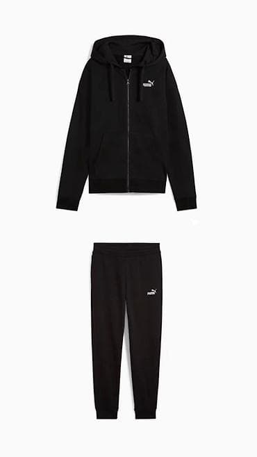 штаны puma: Оригинал 🇺🇸💯 Женский спортивный костюм PUMA на тонком флисе, черный — 1