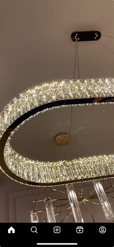 столы для кафе: Подвесная LED-люстра овальной формы с кристаллами - Дизайн — 2