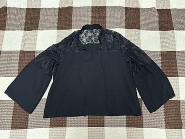 блузка сетка: Черная женская блузка с кружевными вставками. - Цвет: черный - — 1