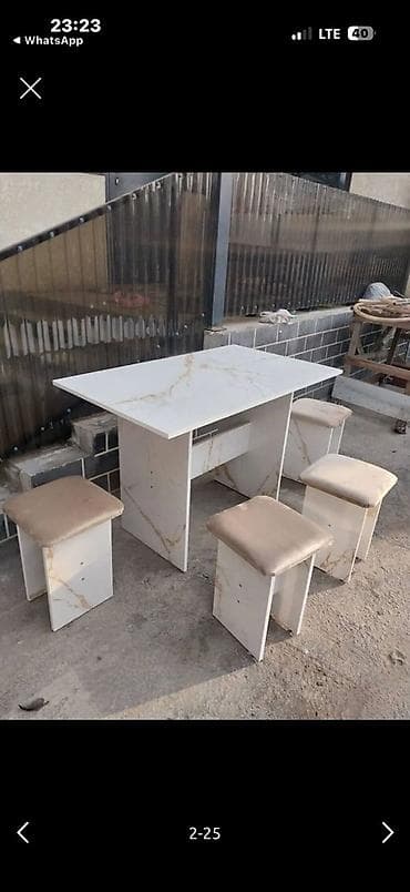 Кухонный стол и стул, цвет - Белый