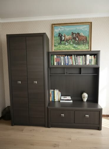 Гарнитур для зала, Б/у, Шкаф, ДСП, цвет - Коричневый