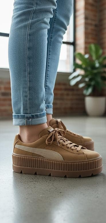 Женская обувь: Кроссовки Puma платформенные - Цвет: карамельно‑коричневый верх — 2