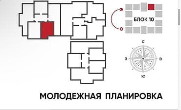 Батирлер: 1 бөлмө, 47 м², Технопарк Элитка, 11 кабат, ПСО (өз алдынча бүтүрүү) — 3