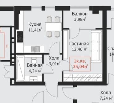 квартиры в аренду с последующим выкупом: 1 комната, 35 м², Элитка, 5 этаж, ПСО (под самоотделку) — 5