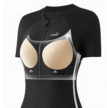 обувь для купания: Слитный купальник, На молнии, цвет - Черный, XS, S — 2