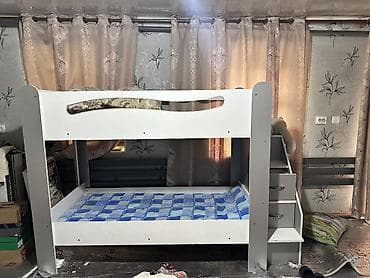 Детская мебель: Двухъярусная детская кровать, Б/у, ЛДСП, цвет - Белый — 2