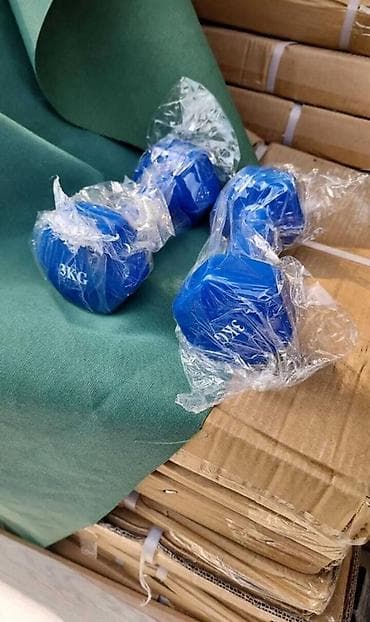 Гантели виниловые гексагональные, синие — 3 кг каждая. - Тип: пара