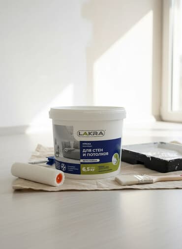 гуашь для рисования: Акриловая краска Lakra в белом ведре объемом 6,5 кг предназначена для — 1