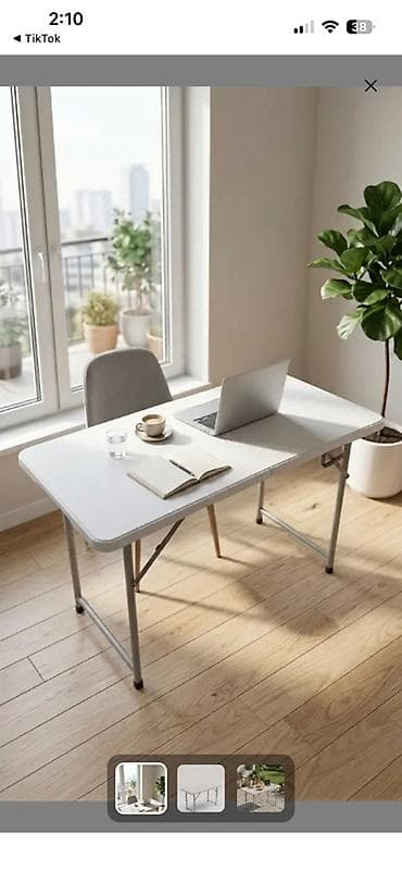 Складной походный стол, Пластик, цвет - Белый