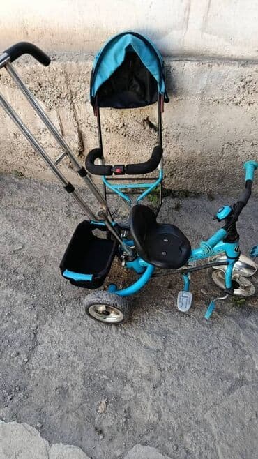 прогулочная коляска детская: Коляска, цвет - Голубой, Б/у — 3