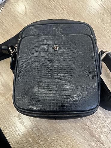 Красота и здоровье: Мужская сумка через плечо (кросс-боди) - Материал: черная — 4