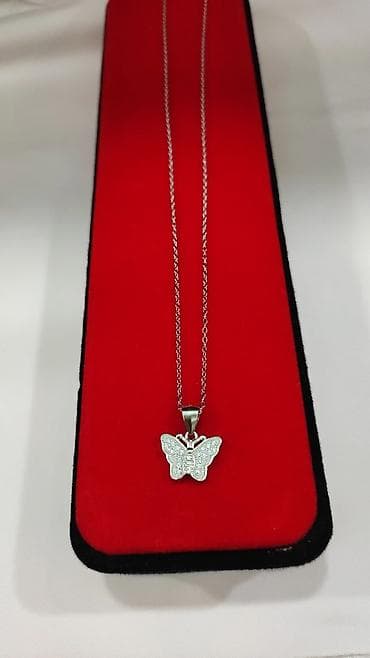 Үлпөт көйнөктөрү жана аксессуарлар: Күмүш колье, Үлгүсү 925, Аялдарга, Жаңы, Циркон — 3