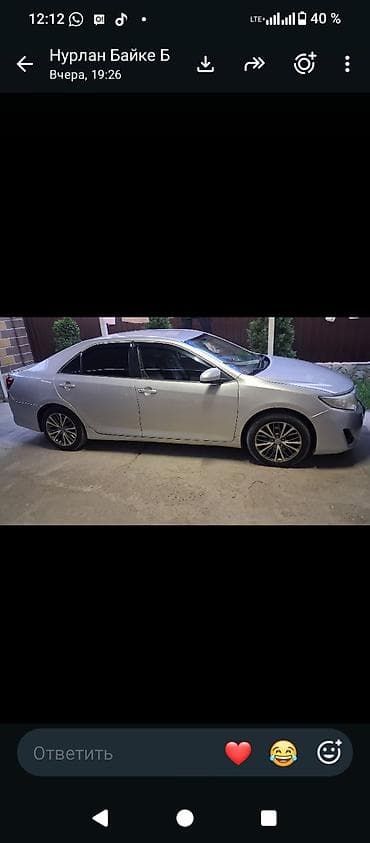 01: Toyota Camry: 2012 г., Бензин, Седан — 2