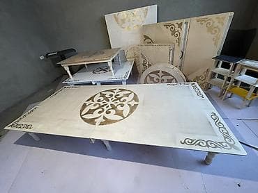 foldable table: Национальный кыргызский стол, Складная, Дерево, цвет - Белый — 8