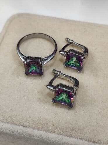 набор пандора: Серебряный Комплект с камнями Мистик Серебро 925 пробы Размеры — 2