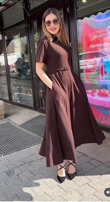 nike teech: Повседневное платье, Турция, Осень-весна, Длинная модель, Вискоза, Трапеция, S — 2