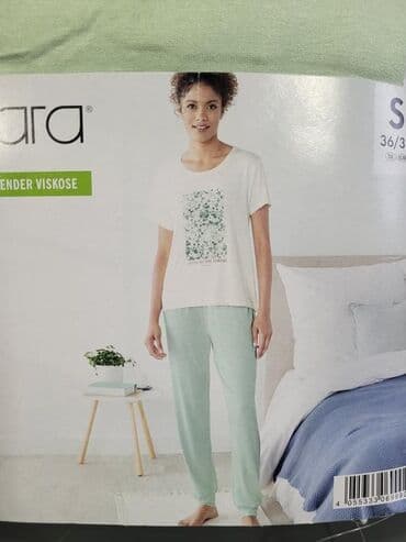 белая ночная сорочка: Домашний костюм, Штаны, Кофта, Вискоза, Германия, Лето — 4