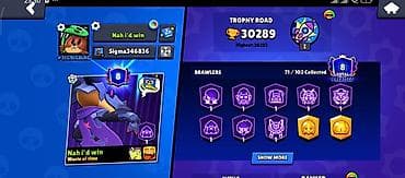 730: Игровой аккаунт Brawl Stars - Трофеи: 30 289 (максимум 30 292) - Ранг — 3