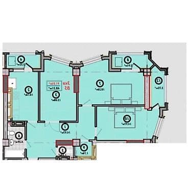 3 комнаты, 93 м², Элитка, 9 этаж, Готовая ПСО (под самоотделку)